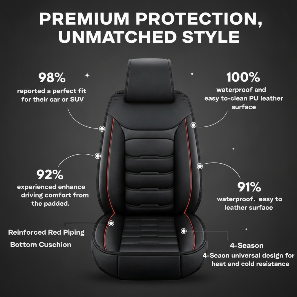 Universal PU Leather Car Seat Cover - Front Single Seat
