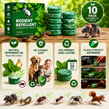 𝘼𝑼𝙏𝑶 𝑷𝙍𝑶 🟢 Natural Peppermint Rodent Repellent Tablets – 10 Pack
