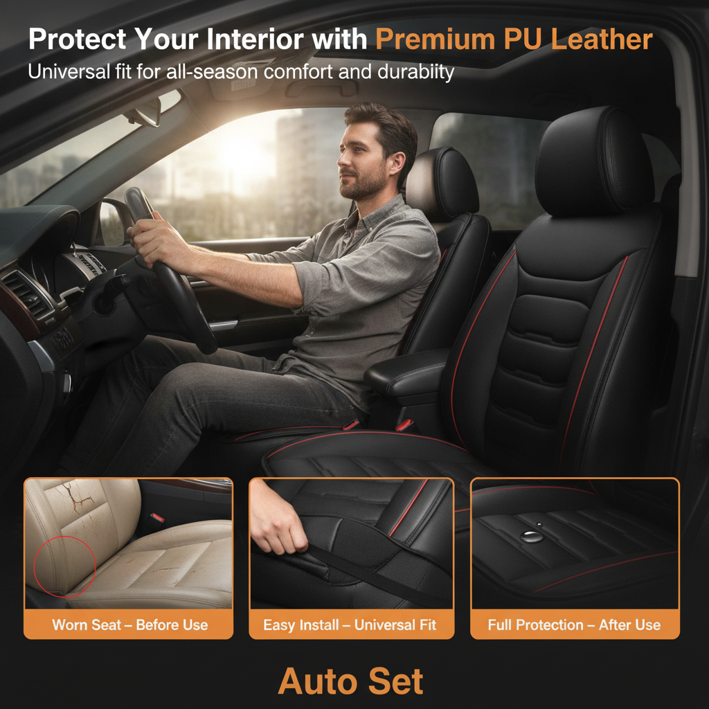 Universal PU Leather Car Seat Cover - Front Single Seat